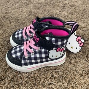 Hello Kitty Black White Gingham Checkered High Top Sneakers Toddler Sz.6 Shoes